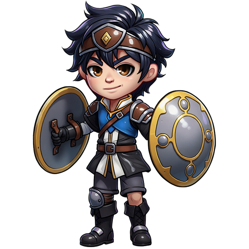 Shieldbearer hero holding two shields